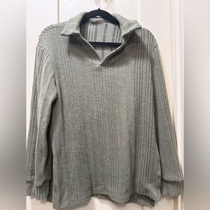 Cozy Sage Ribbed Knit Pullover Sweater